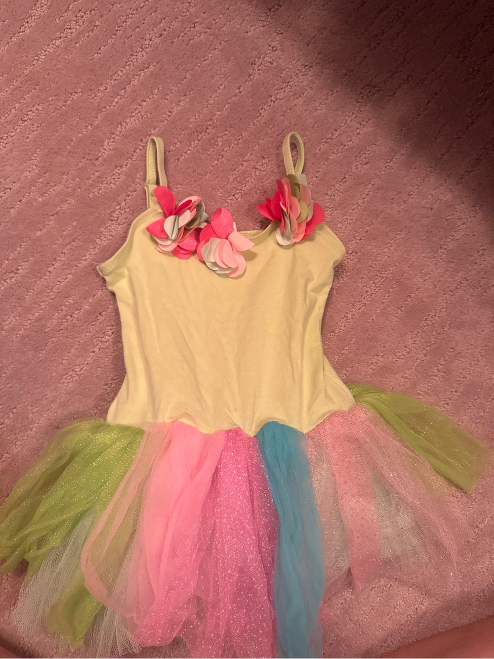 Girls Cream Floral-Accent Tulle One-Piece Bodysuit